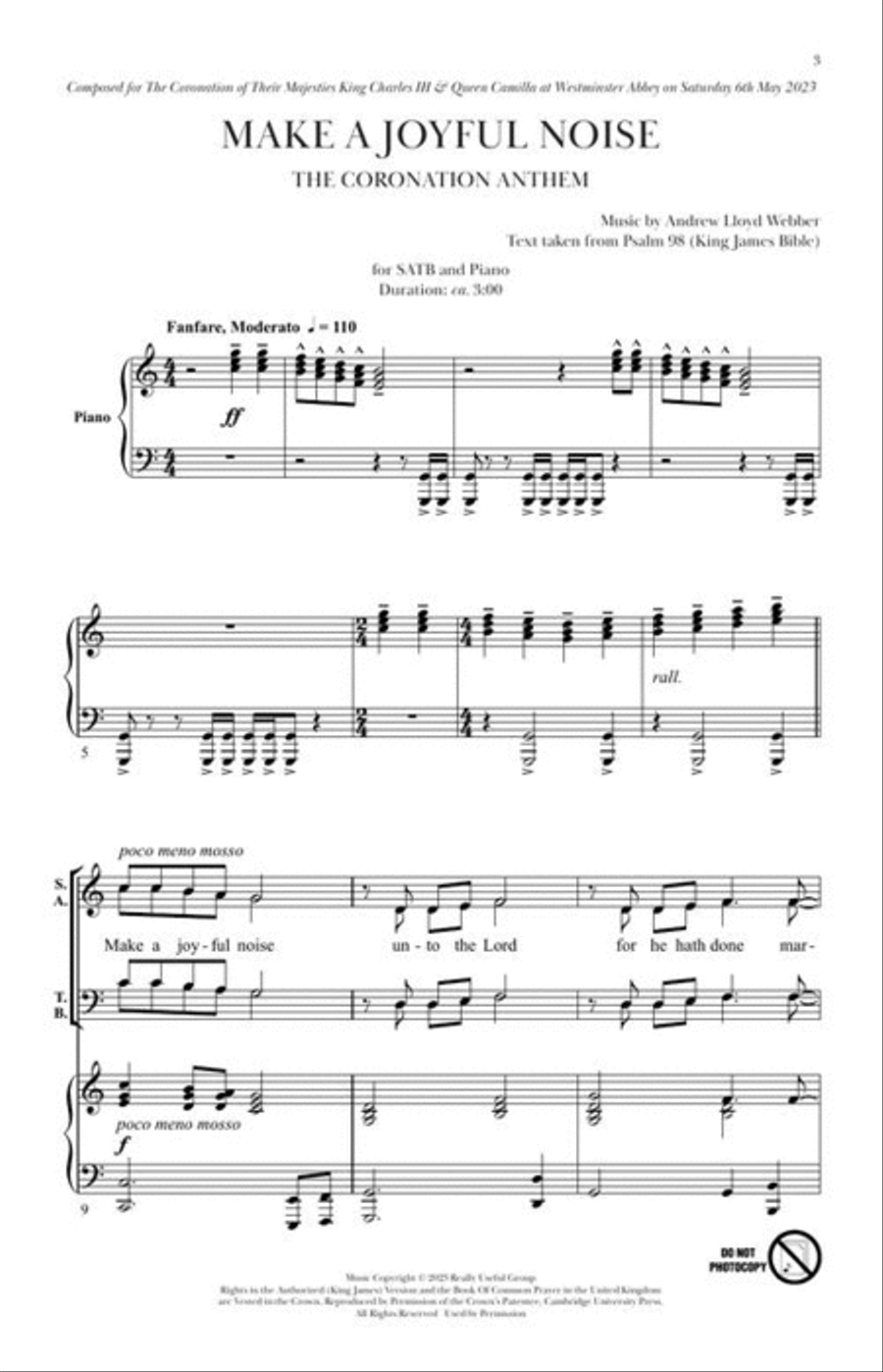 Make a Joyful Noise – The Coronation Anthem 4-Part scores gallery preview page 3