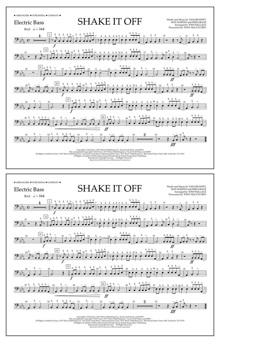 Shake It Off - Electric Bass Marching Band scores gallery preview page 1