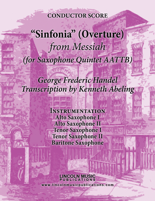 Book cover for Handel - Overture - Sinfonia from Messiah (for Saxophone Quintet AATTB)