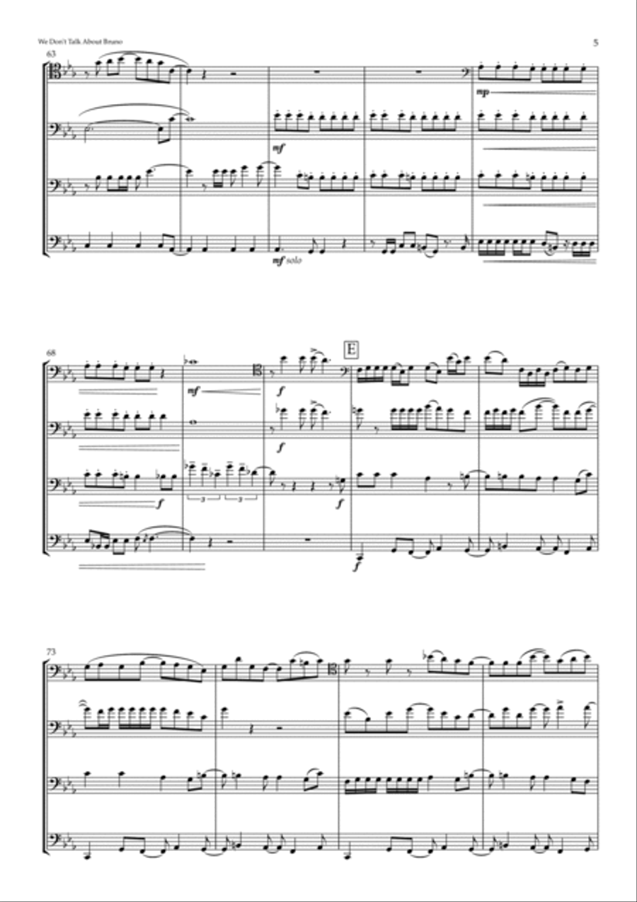 We Don't Talk About Bruno Brass Quartet scores gallery preview page 5