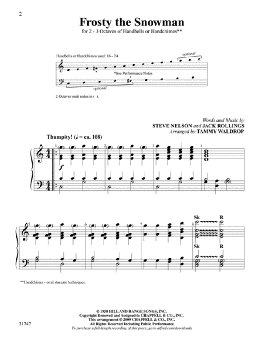 Frosty the Snowman Handbell Choir scores gallery preview page 2
