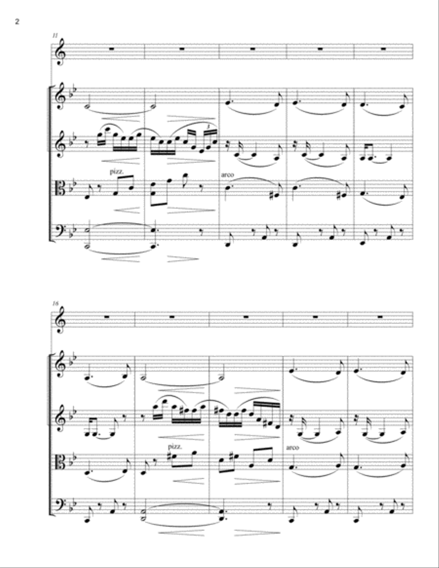 Hungarian Dance No.1, for Clarinet and String Quartet String Quartet scores gallery preview page 2
