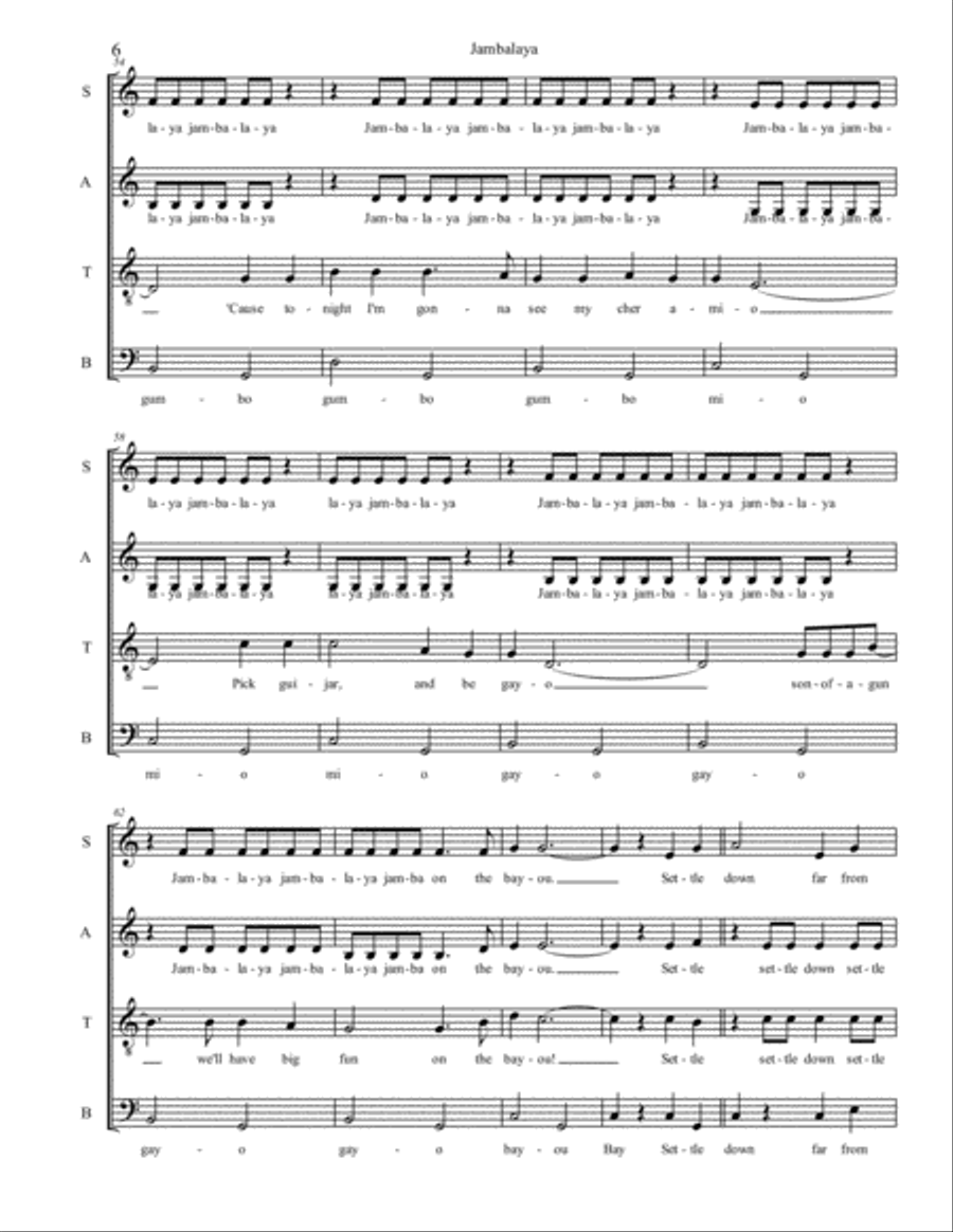 Jambalaya (on The Bayou) Jambalaya (on The Bayou) 4-Part scores gallery preview page 6