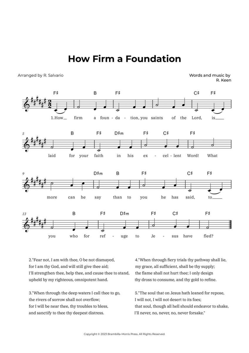 How Firm a Foundation (Key of F-Sharp Major) image number null