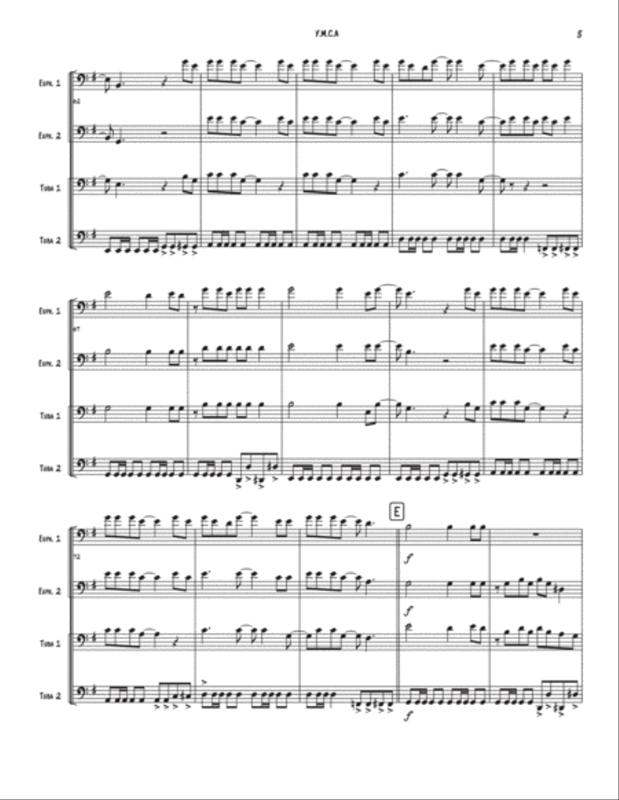 Y.m.c.a. Y.m.c.a. Brass Quartet scores gallery preview page 5