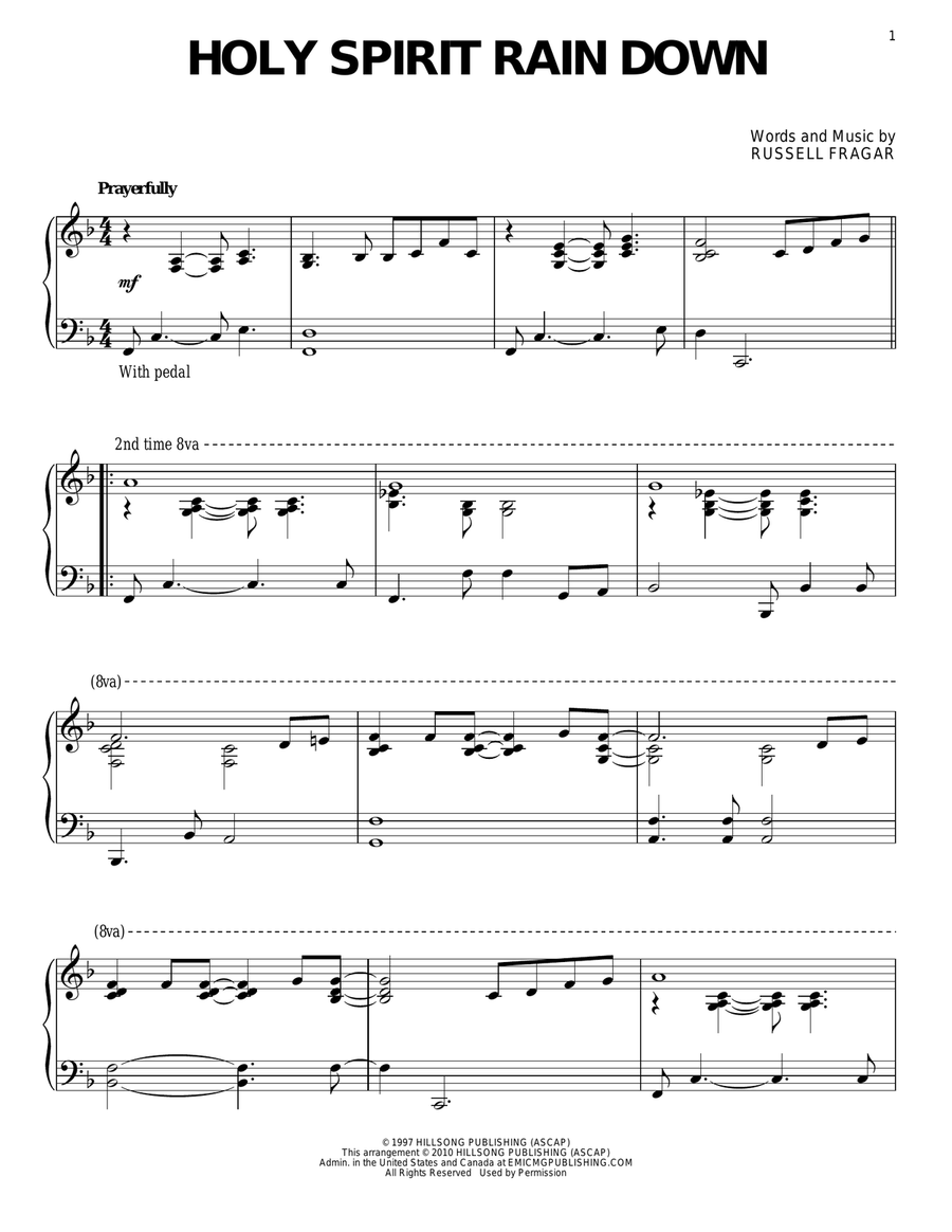 Holy Spirit Rain Down Holy Spirit Rain Down Piano Solo scores gallery preview page 1