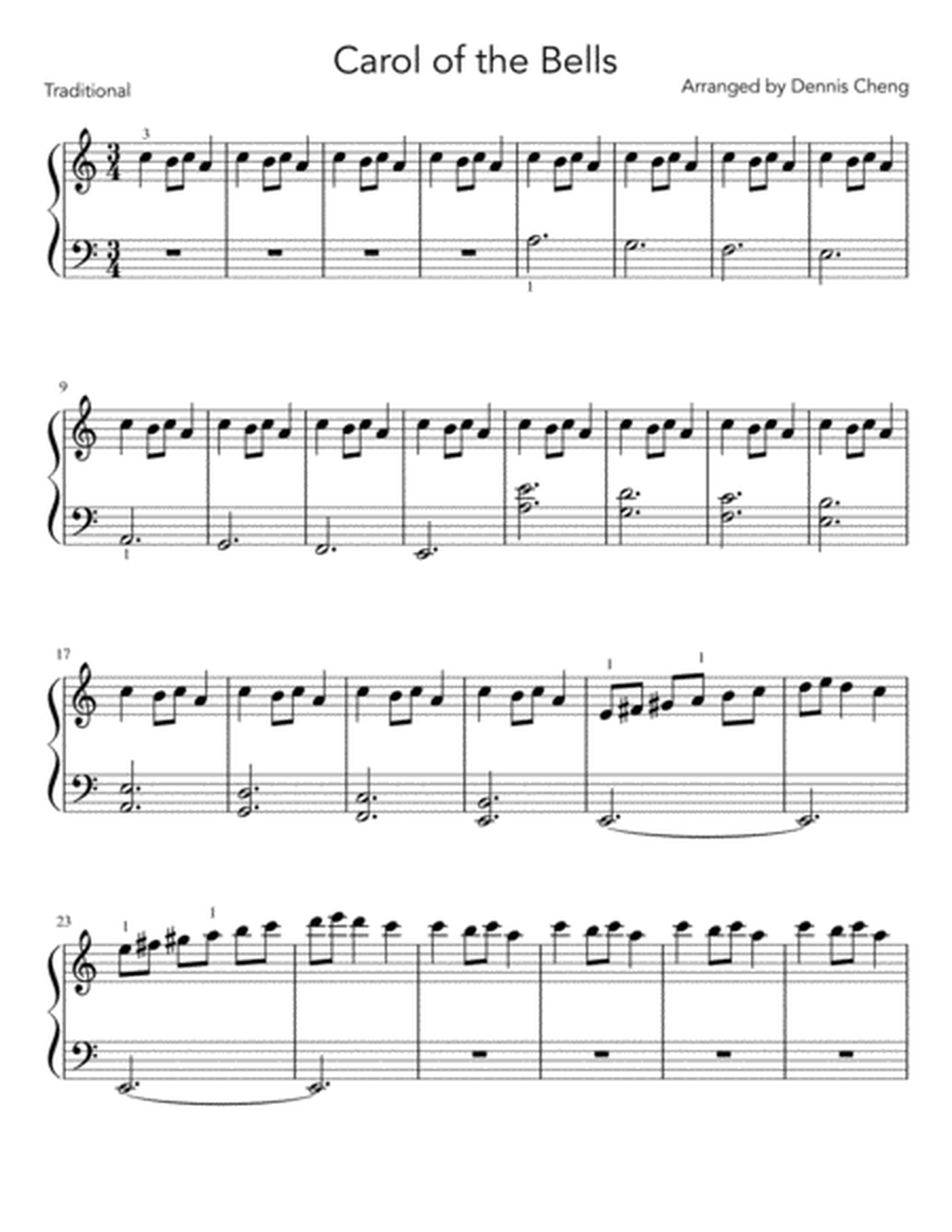 Ukrainian Bell Carol - Easy Piano
