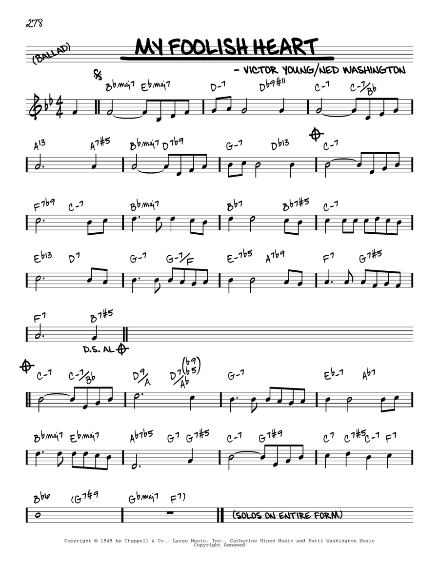 My Foolish Heart [Reharmonized version] (arr. Jack Grassel) Piano scores gallery preview page 1