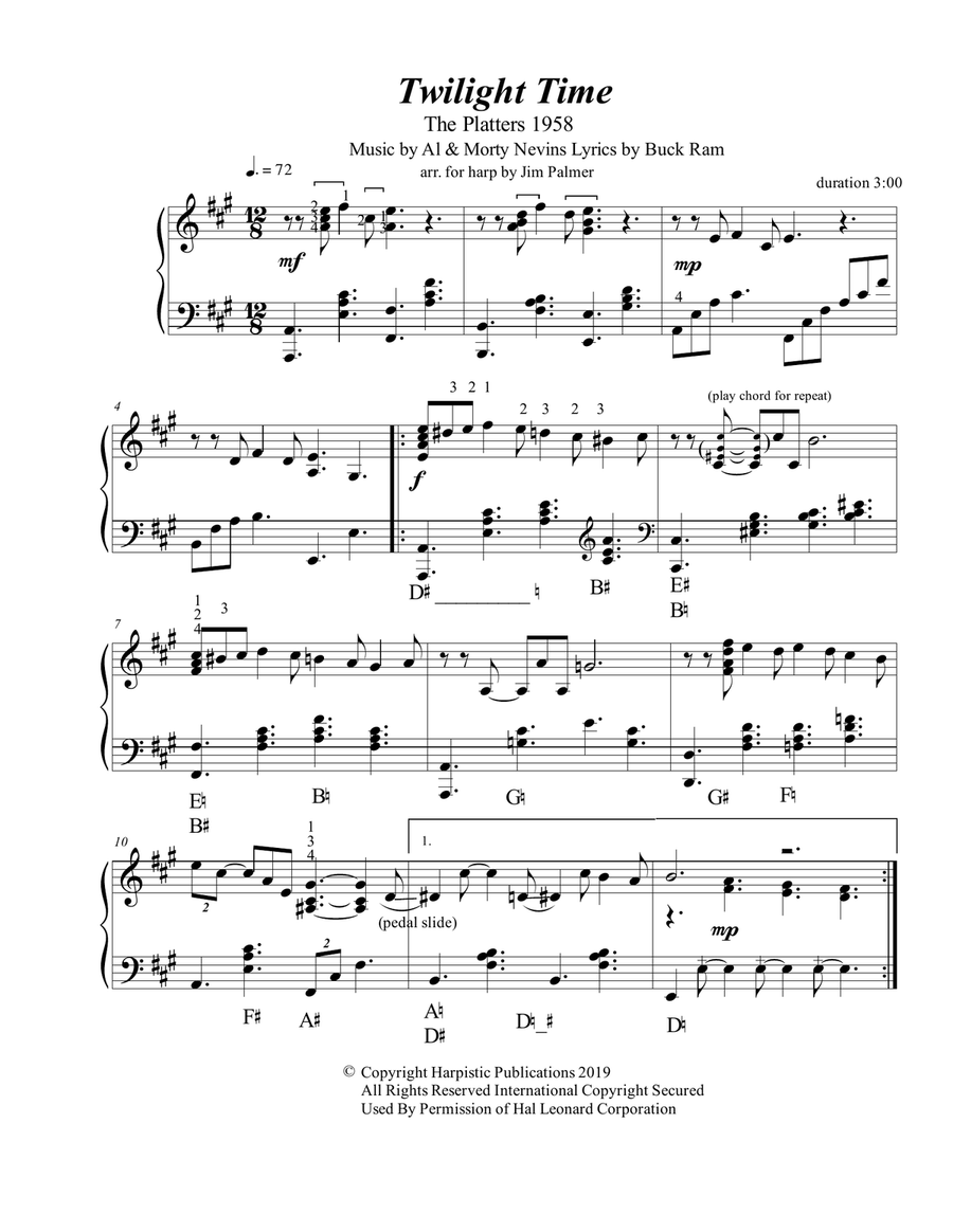 Twilight Time Harp scores gallery preview page 1