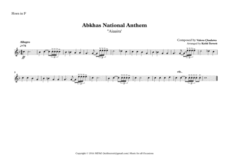 Abkhas Provincial Anthem ''Aiaaira' for Brass Quintet & Percussion image number null