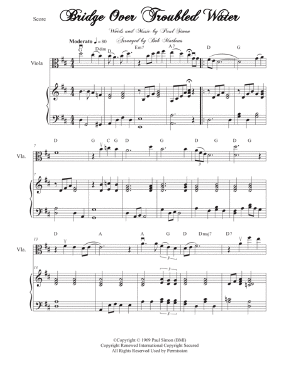 Bridge Over Troubled Water Viola Solo scores gallery preview page 2