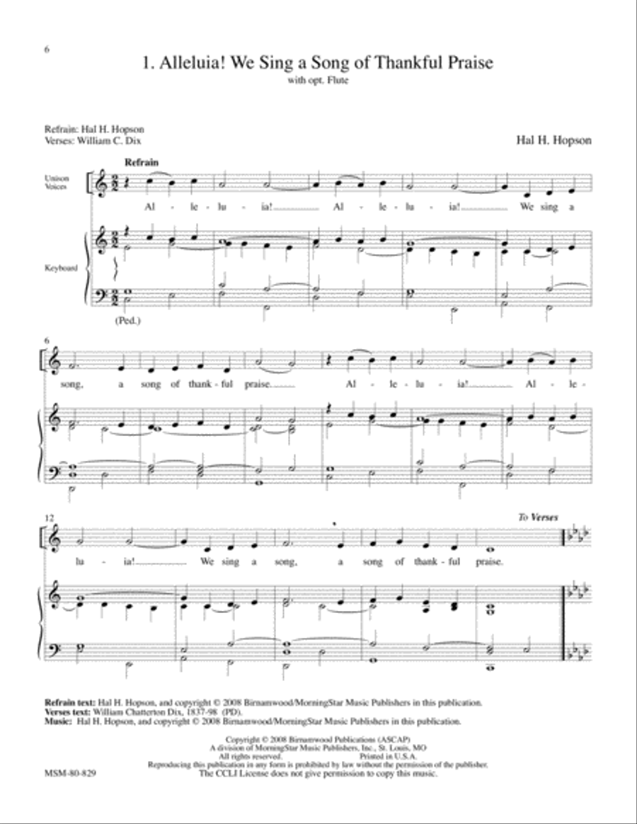 Alleluia! We Sing a Song of Thankful Praise 4-Part scores gallery preview page 1