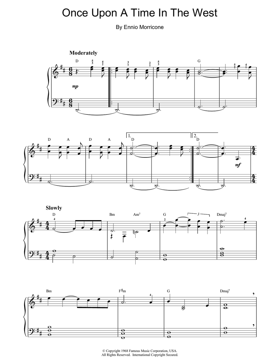 Once Upon A Time In The West (Theme) (Abridged) Piano Solo scores gallery preview page 1