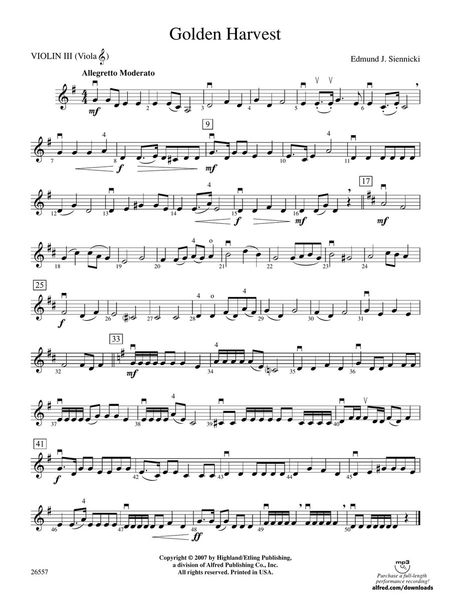 Golden Harvest: 3rd Violin (Viola [TC])