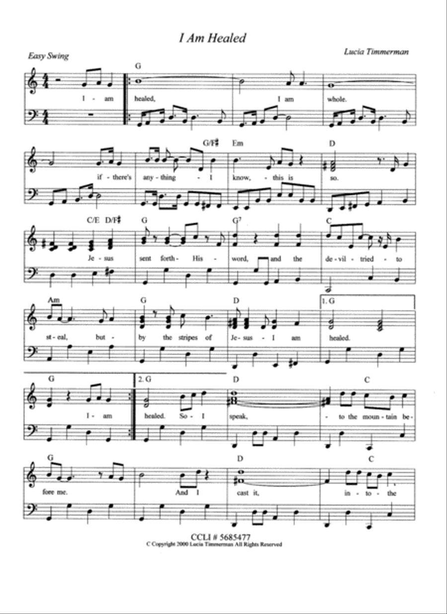 I Am Healed I Am Healed Voice scores gallery preview page 1