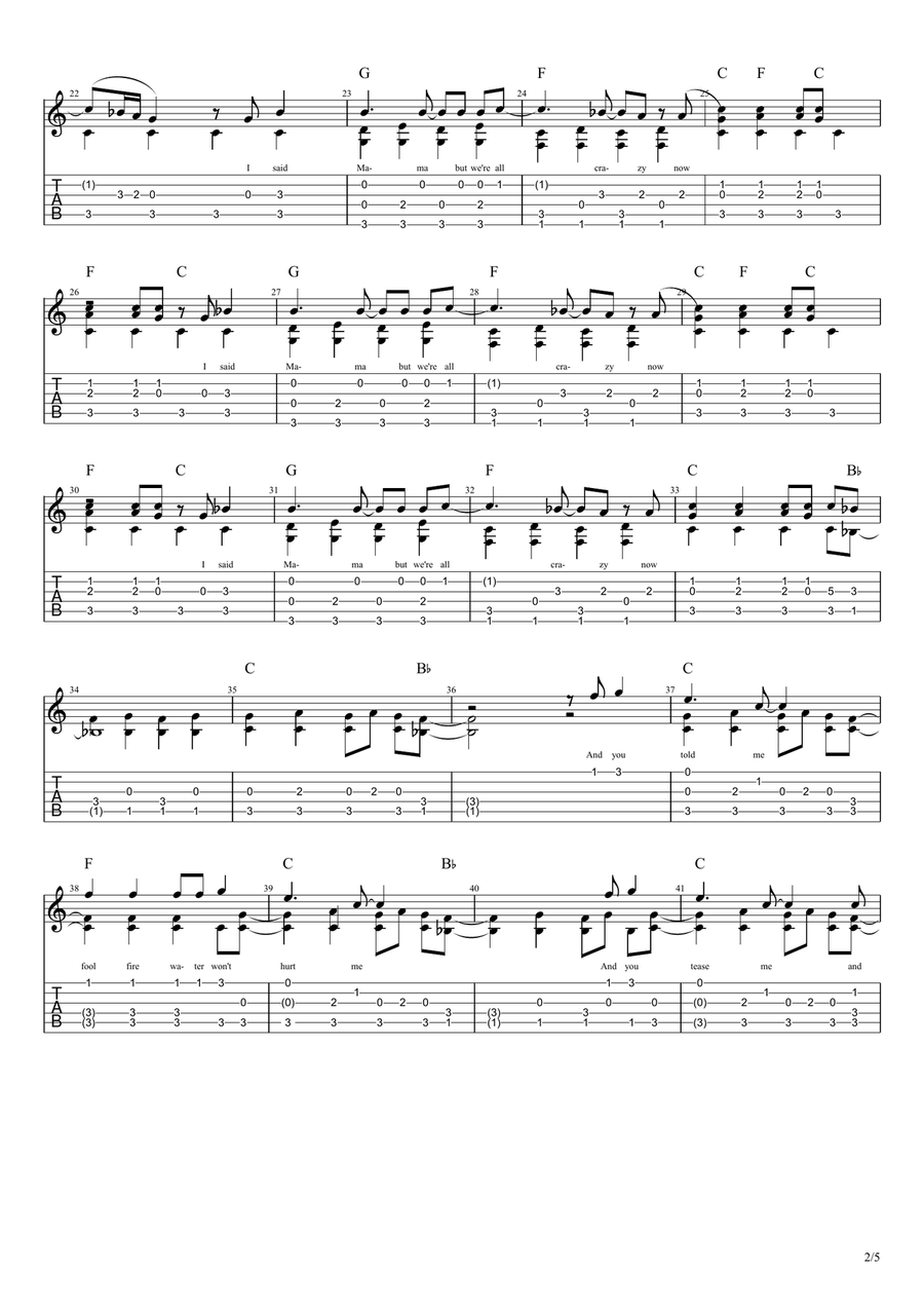 Mama Weer All Crazee Now Guitar Tablature scores gallery preview page 3
