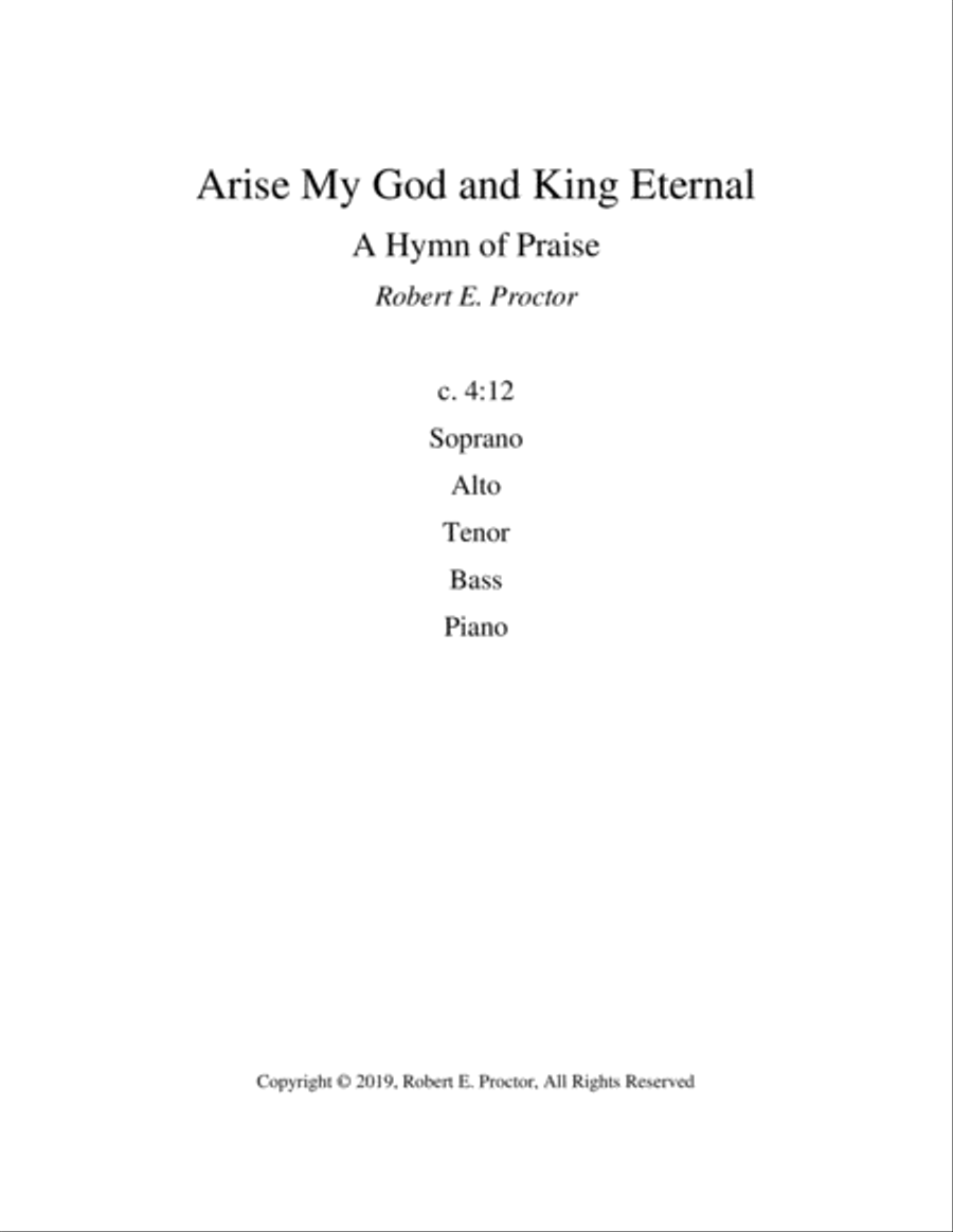 Arise My God and King Eternal for SATB Choir and Piano 4-Part scores gallery preview page 1