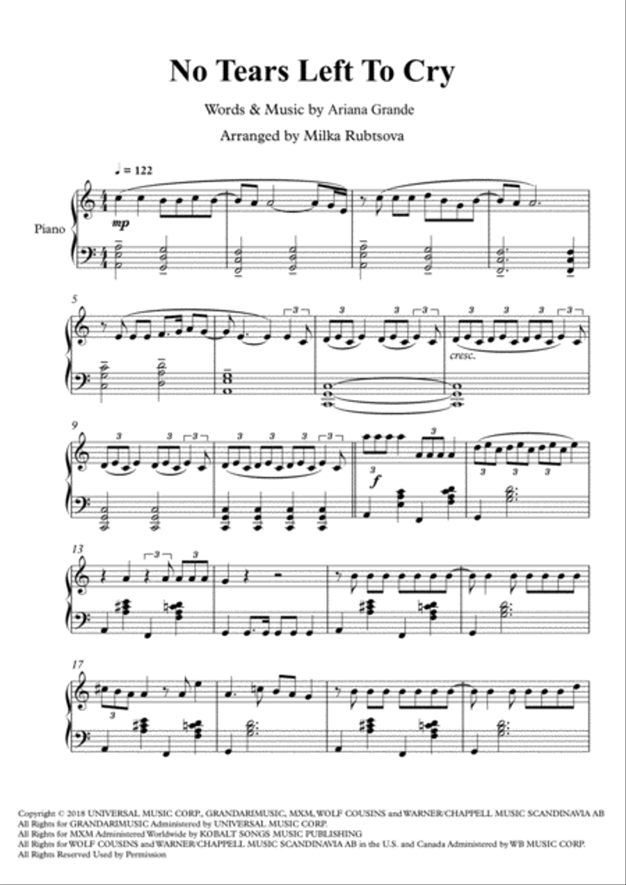 No Tears Left To Cry Piano Solo scores gallery preview page 1