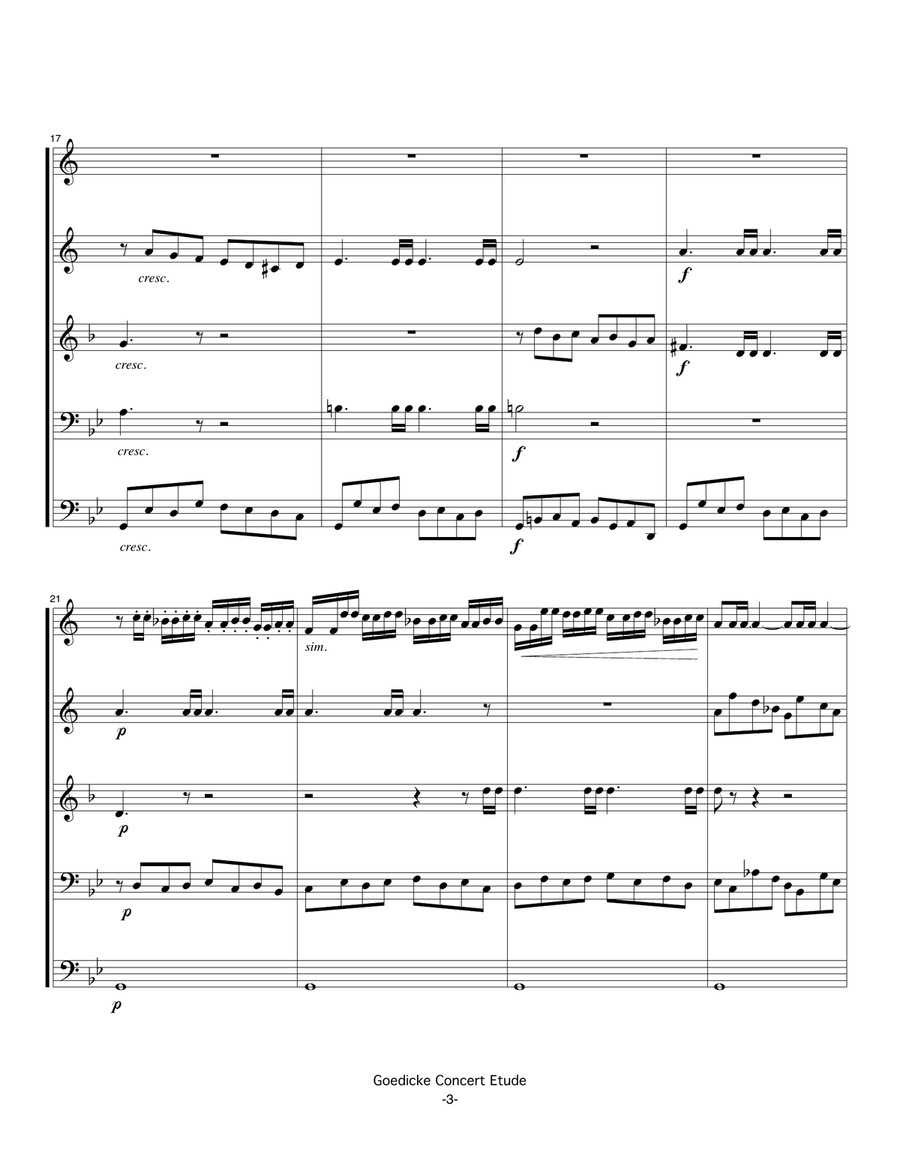 Concert Etude op. 49 for Solo Trumpet in Brass Quintet Brass Quintet scores gallery preview page 3
