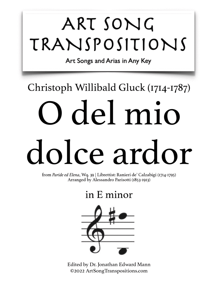 GLUCK: O del mio dolce ardor (transposed to E minor)