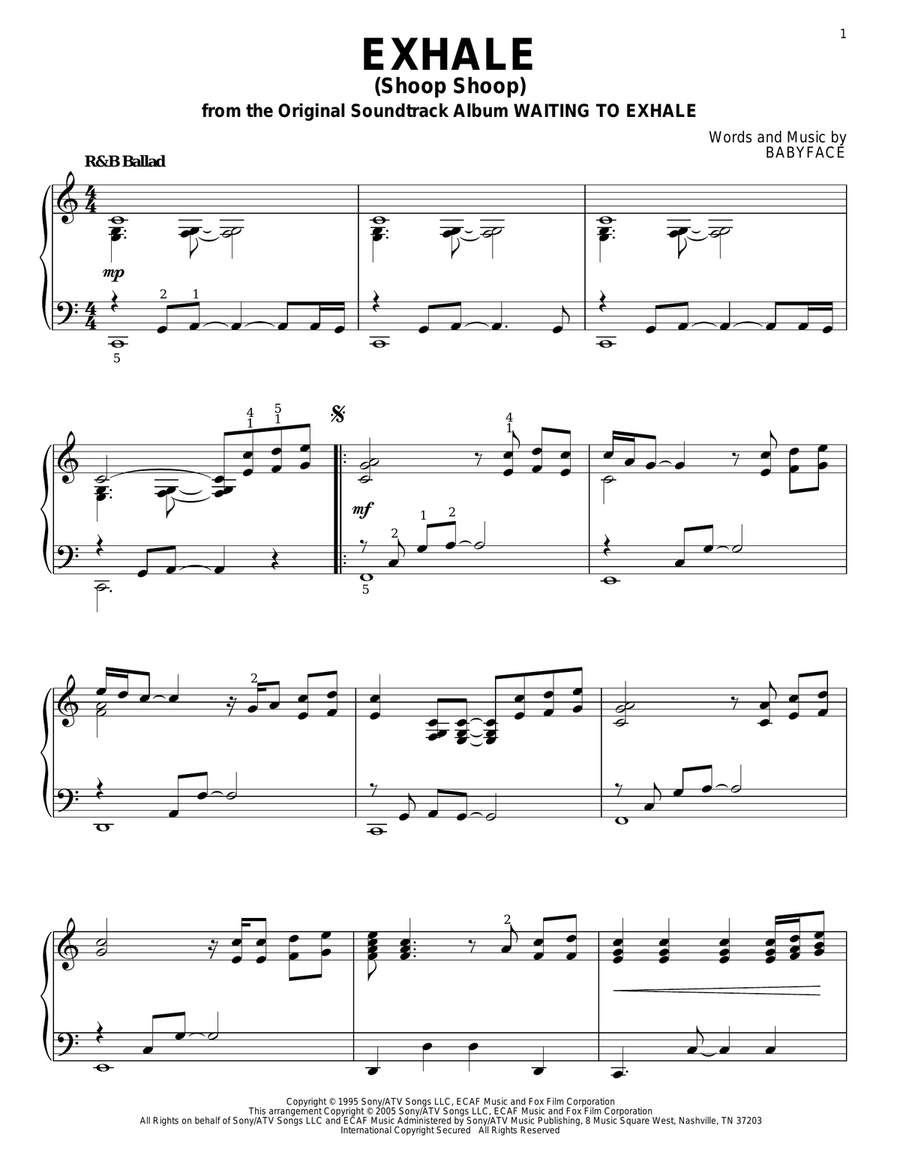 Exhale (Shoop Shoop) Piano Solo scores gallery preview page 1