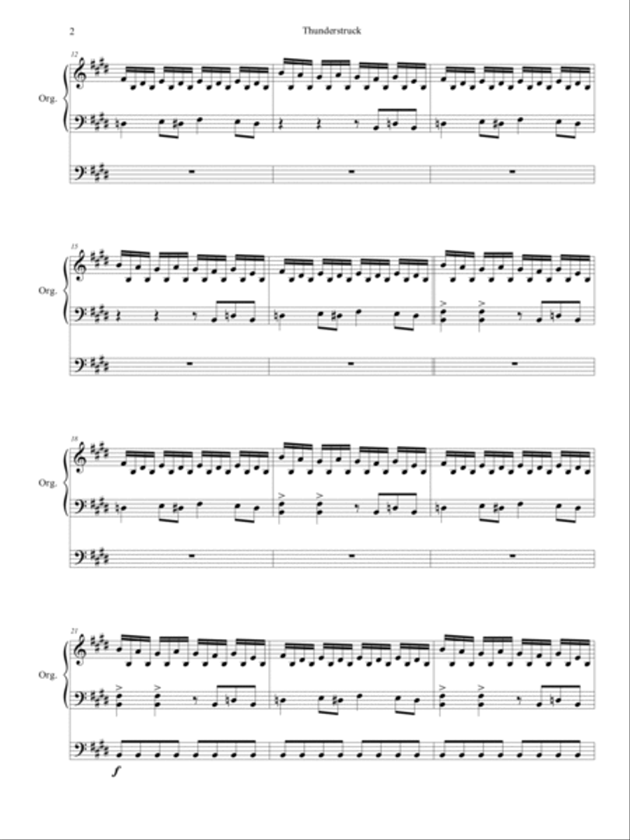 Thunderstruck Organ Solo scores gallery preview page 3