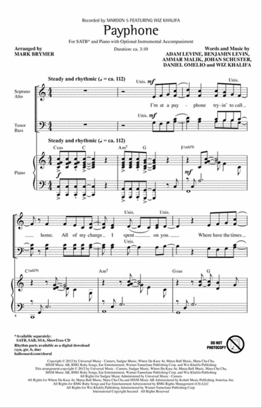 Payphone Payphone Show Choir scores gallery preview page 2