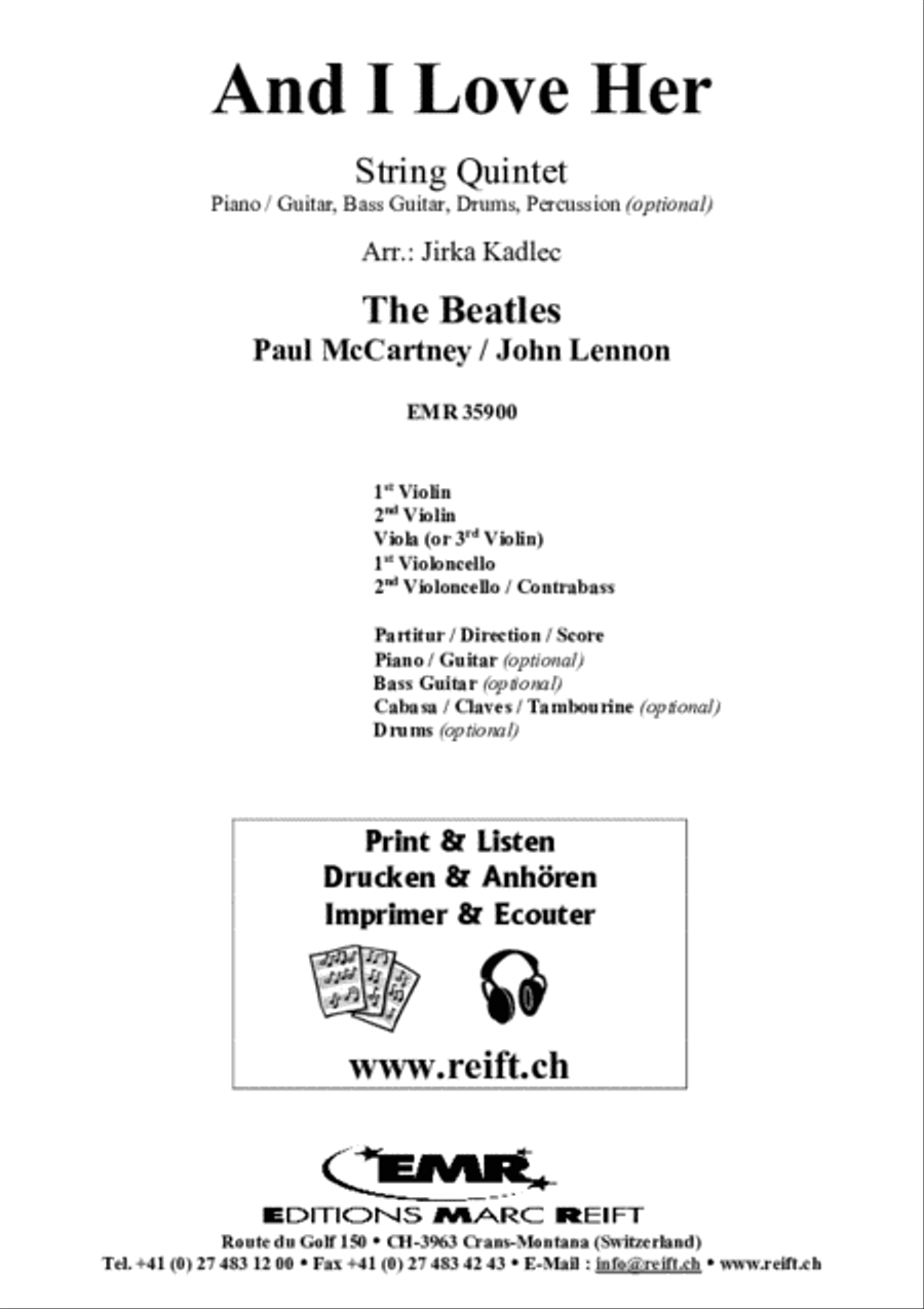 And I Love Her String Quintet scores gallery preview page 2