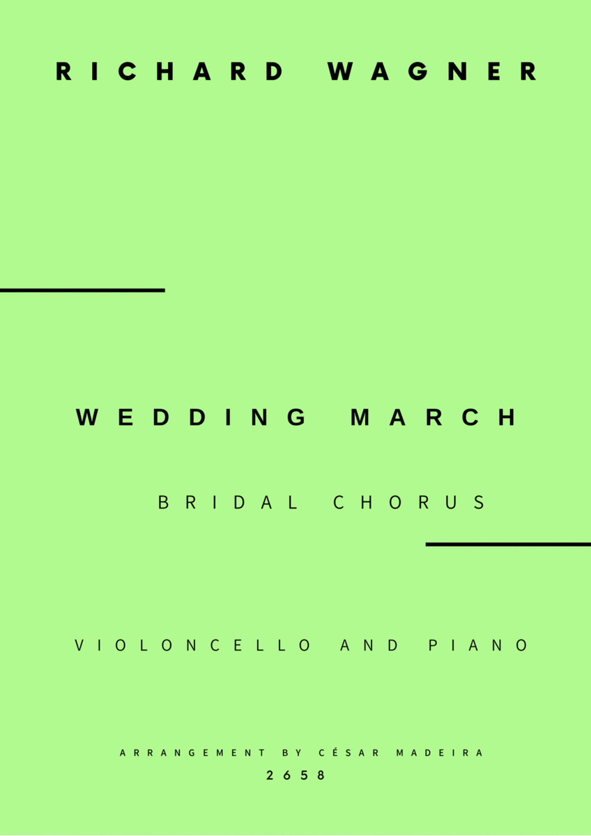 Wedding March (Bridal Chorus) - Cello and Piano - W/Chords (Full Score and Parts) image number null