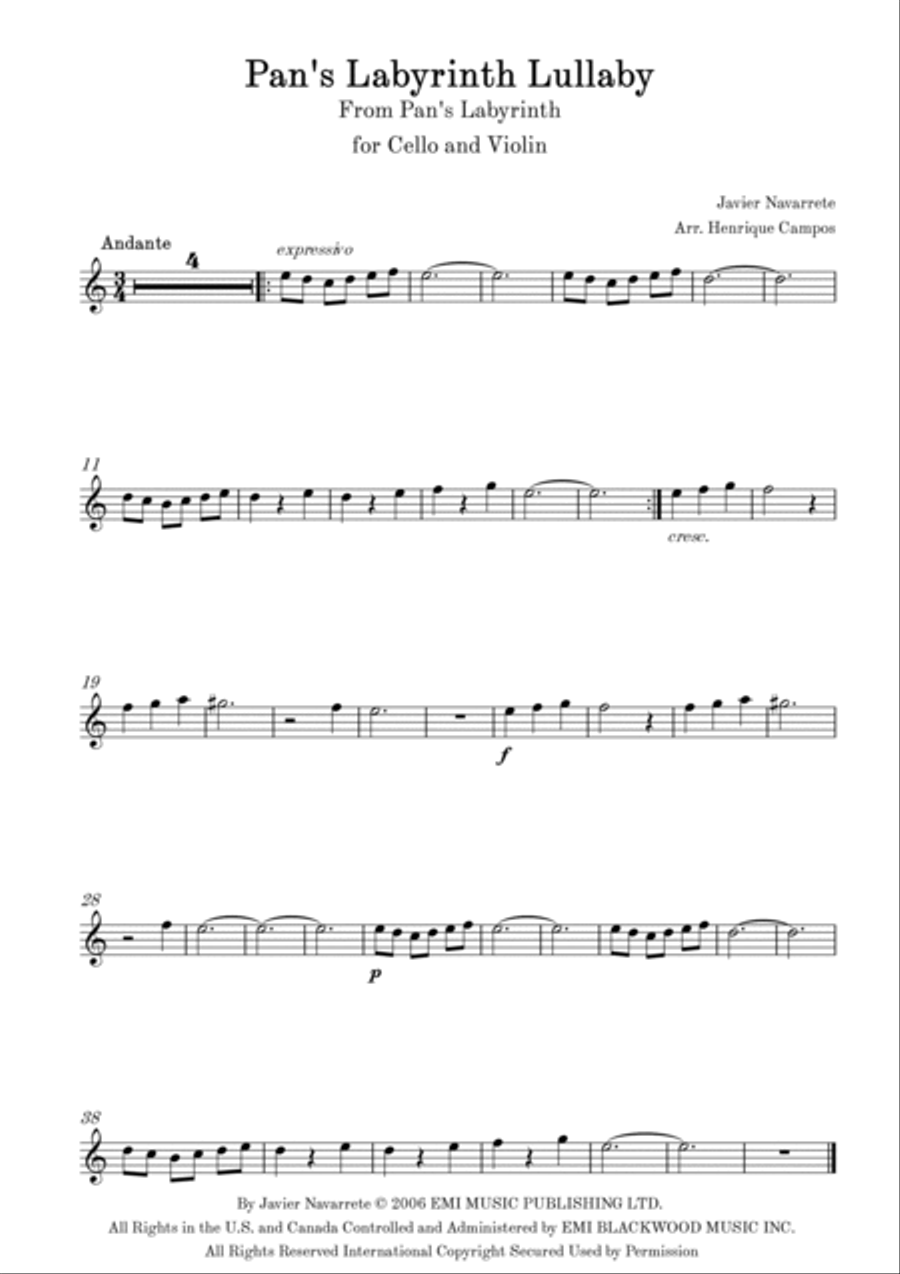 Pan's Labyrinth Lullaby String Duet scores gallery preview page 2