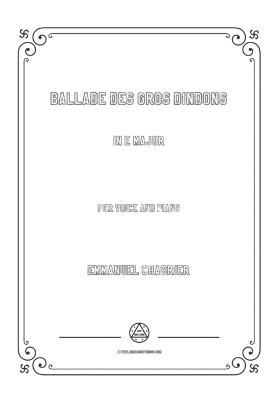 Chabrier-Ballade des gros dindons in E Major,for Voice and Piano Voice Solo scores gallery preview page 1