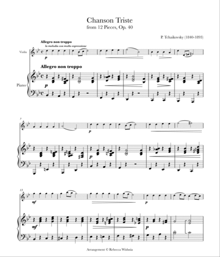 Chanson Triste Violin Solo scores gallery preview page 2