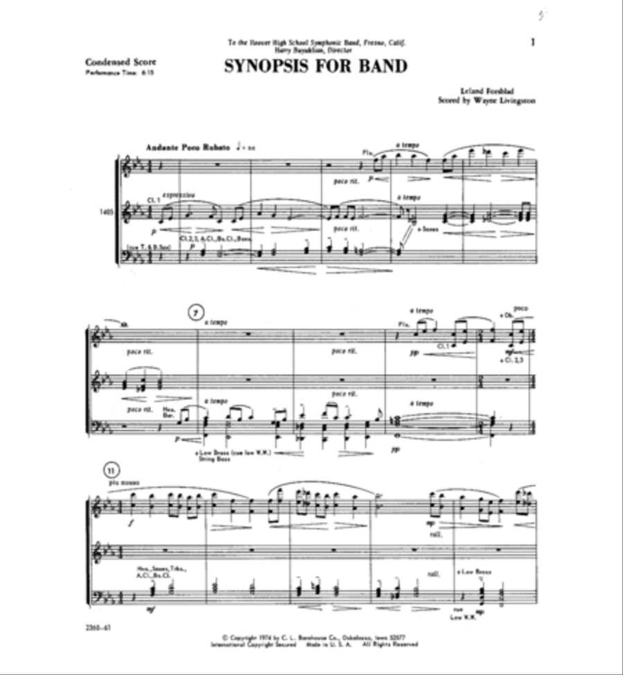 Synopsis for Band Concert Band scores gallery preview page 2