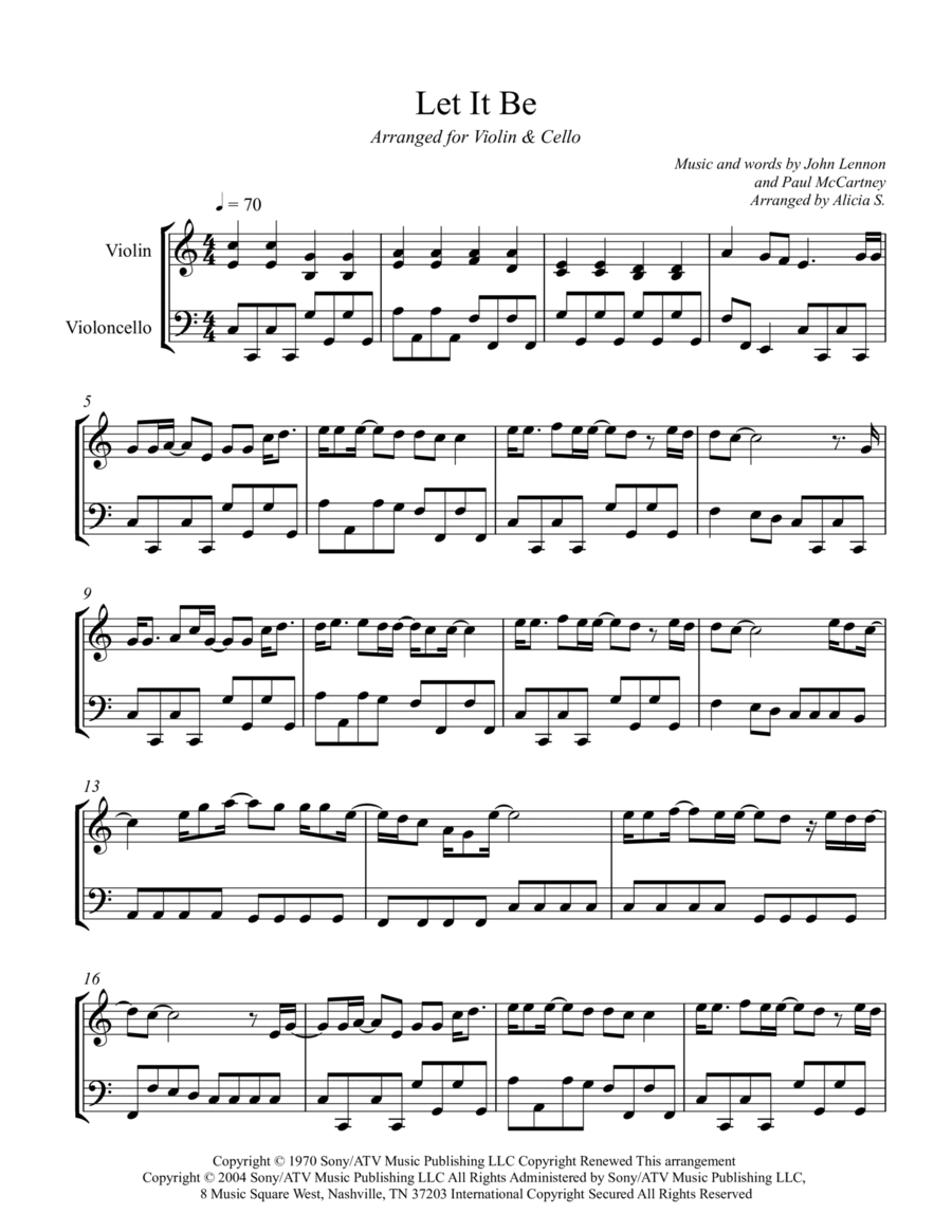Let It Be String Duet scores gallery preview page 1