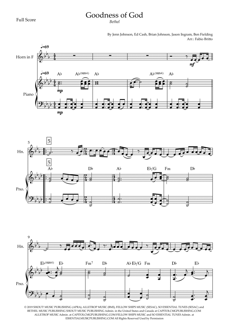 Goodness Of God Horn scores gallery preview page 1
