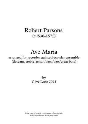 Parsons Ave Maria for recorders