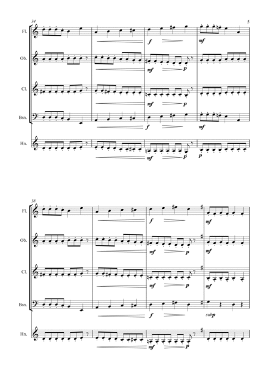 Nutcracker Medley Woodwind Quintet scores gallery preview page 5