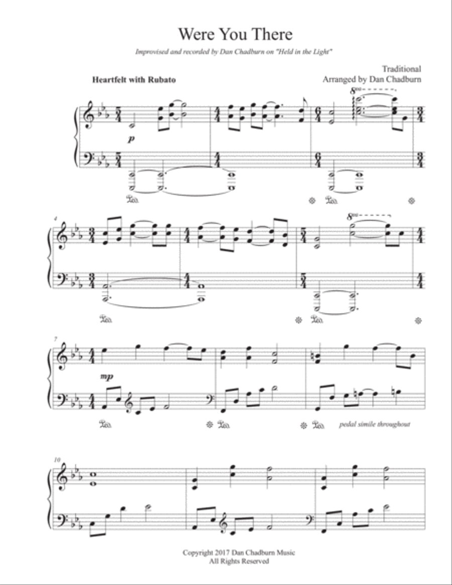 Were You There Piano Solo scores gallery preview page 1