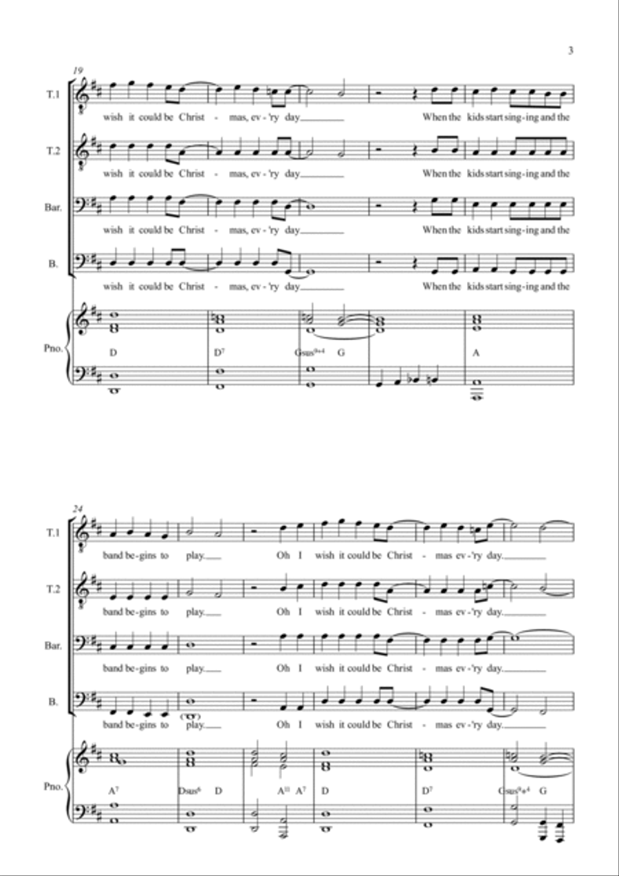 I Wish It Could Be Christmas Every Day I Wish It Could Be Christmas Every Day TTBB scores gallery preview page 3