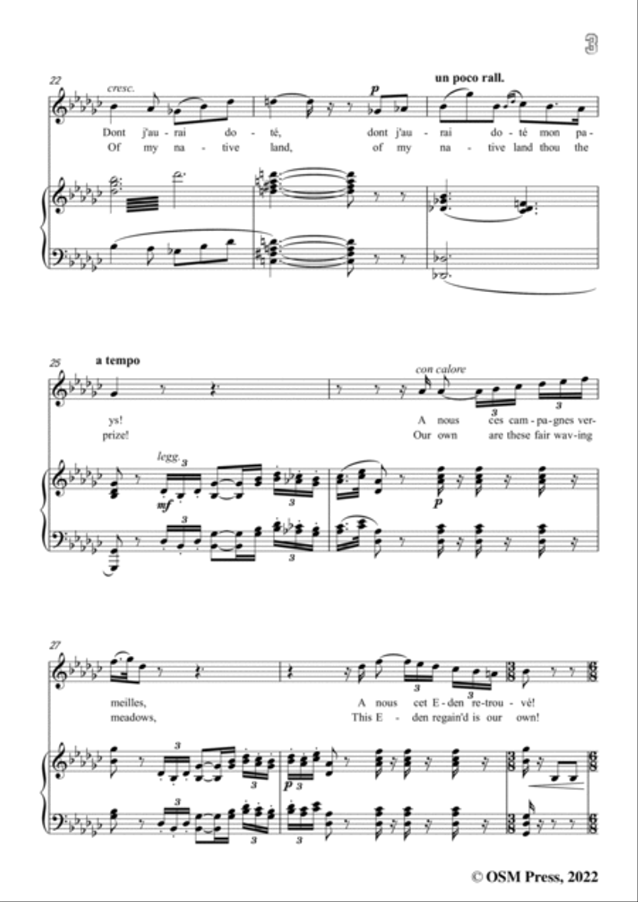 Meyerbeer-O paradis sorti de l'onde,in G flat Major,from L'Africaine,for Voice and Piano Voice Solo scores gallery preview page 5