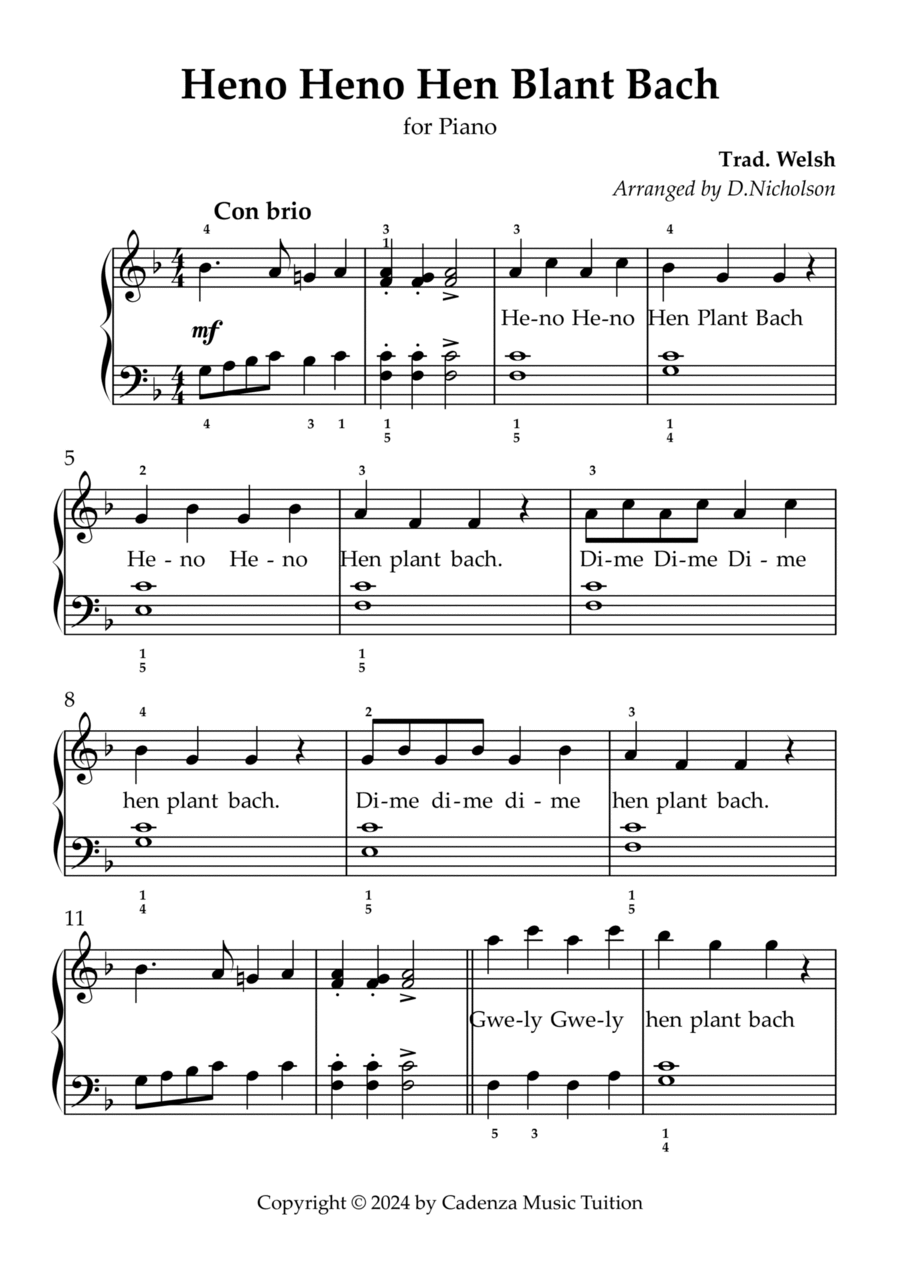 Heno Heno Pen Blant Bach Easy Piano scores gallery preview page 1
