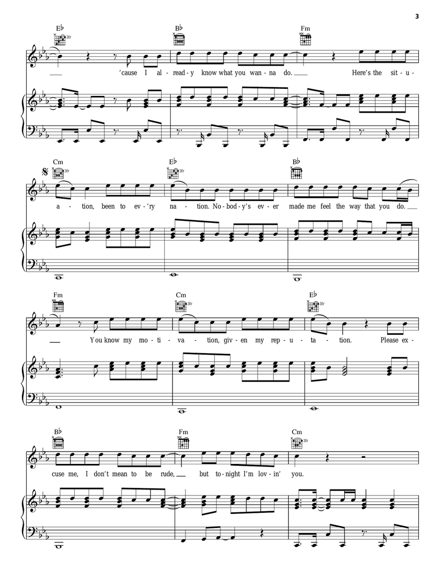 Tonight (I'm Lovin' You) Piano, Vocal, Guitar scores gallery preview page 3