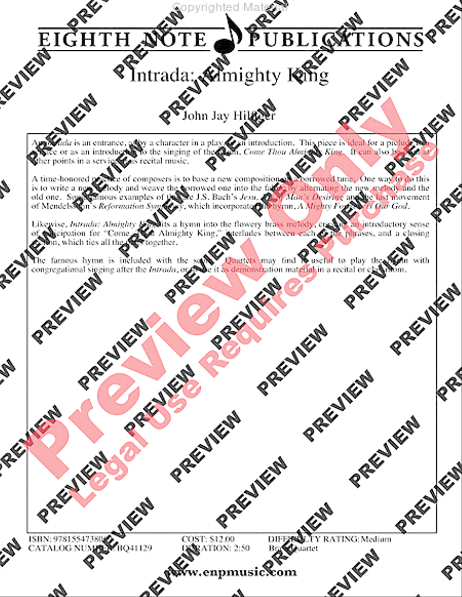 Intrada -- Almighty King Brass Quartet scores gallery preview page 2