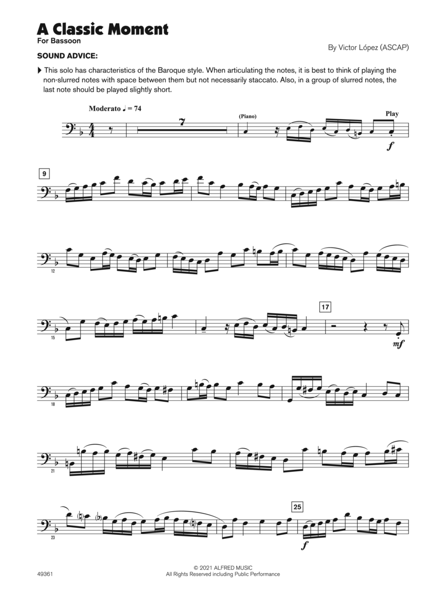 A Classic Moment (Sound Innovations Soloist, Bassoon) Small Ensemble scores gallery preview page 1