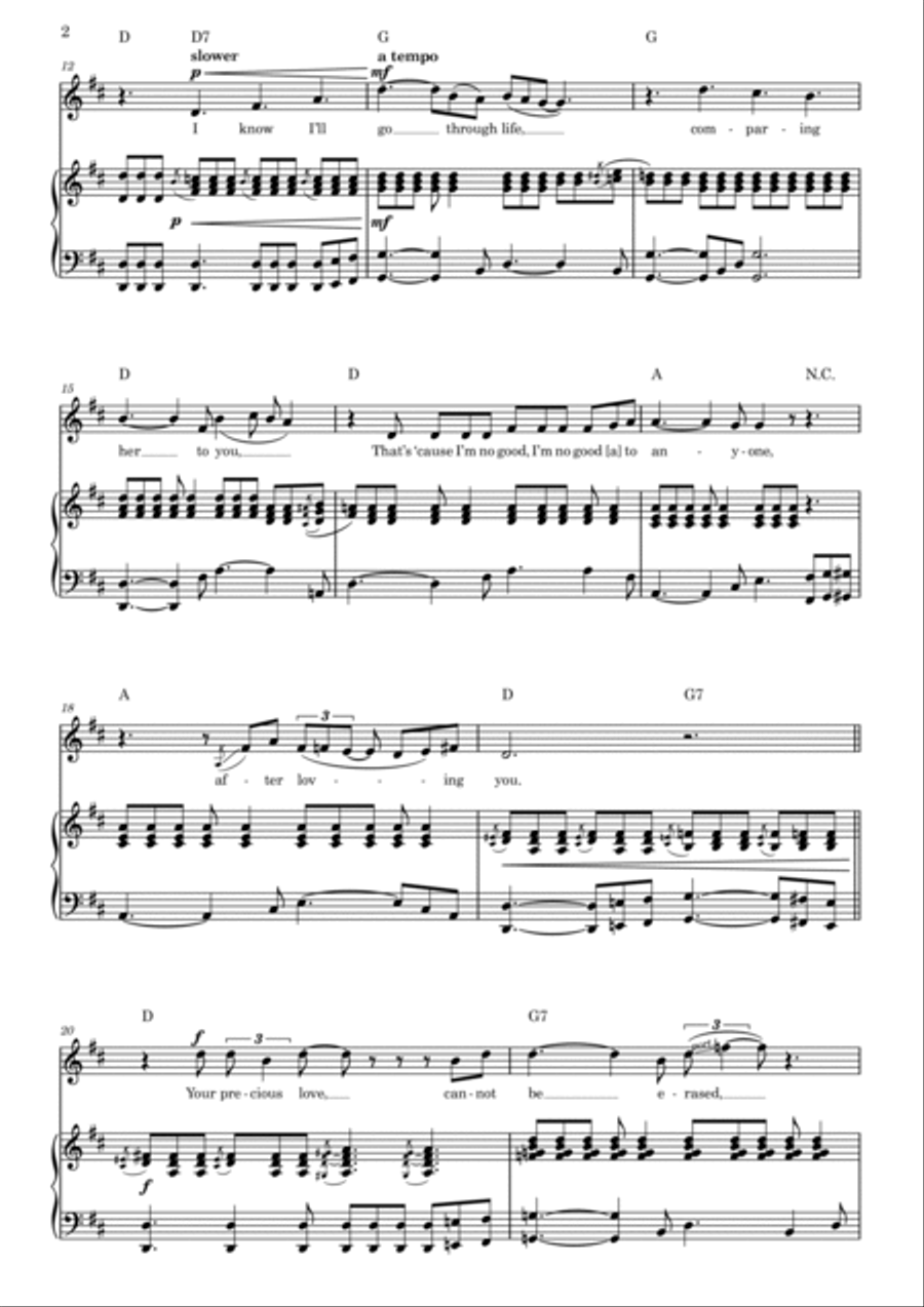 After Loving You Piano, Vocal, Guitar scores gallery preview page 2