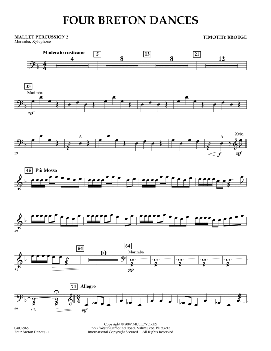 Four Breton Dances - Mallet Percussion 2 Percussion scores gallery preview page 1