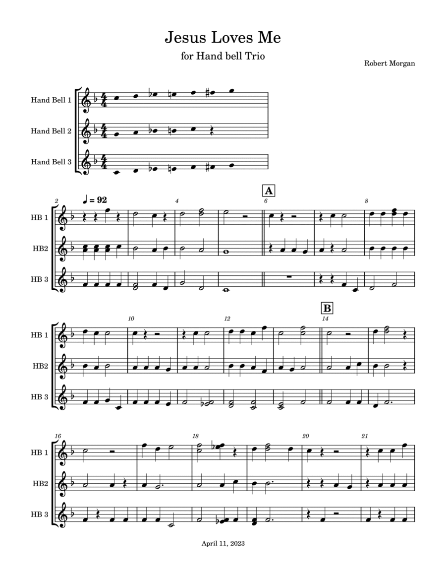 Jesus Loves Me Jesus Loves Me Handbell Choir scores gallery preview page 1