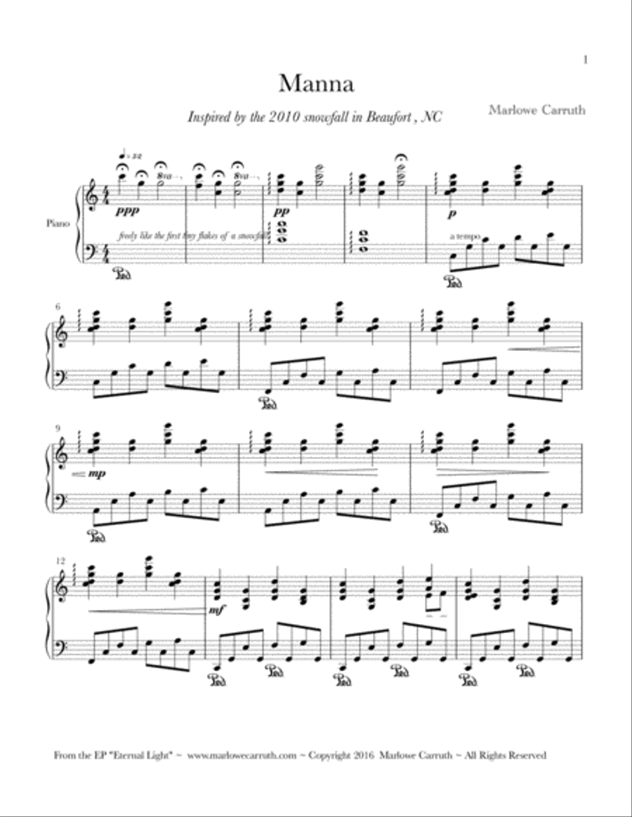 Manna Piano Solo scores gallery preview page 1