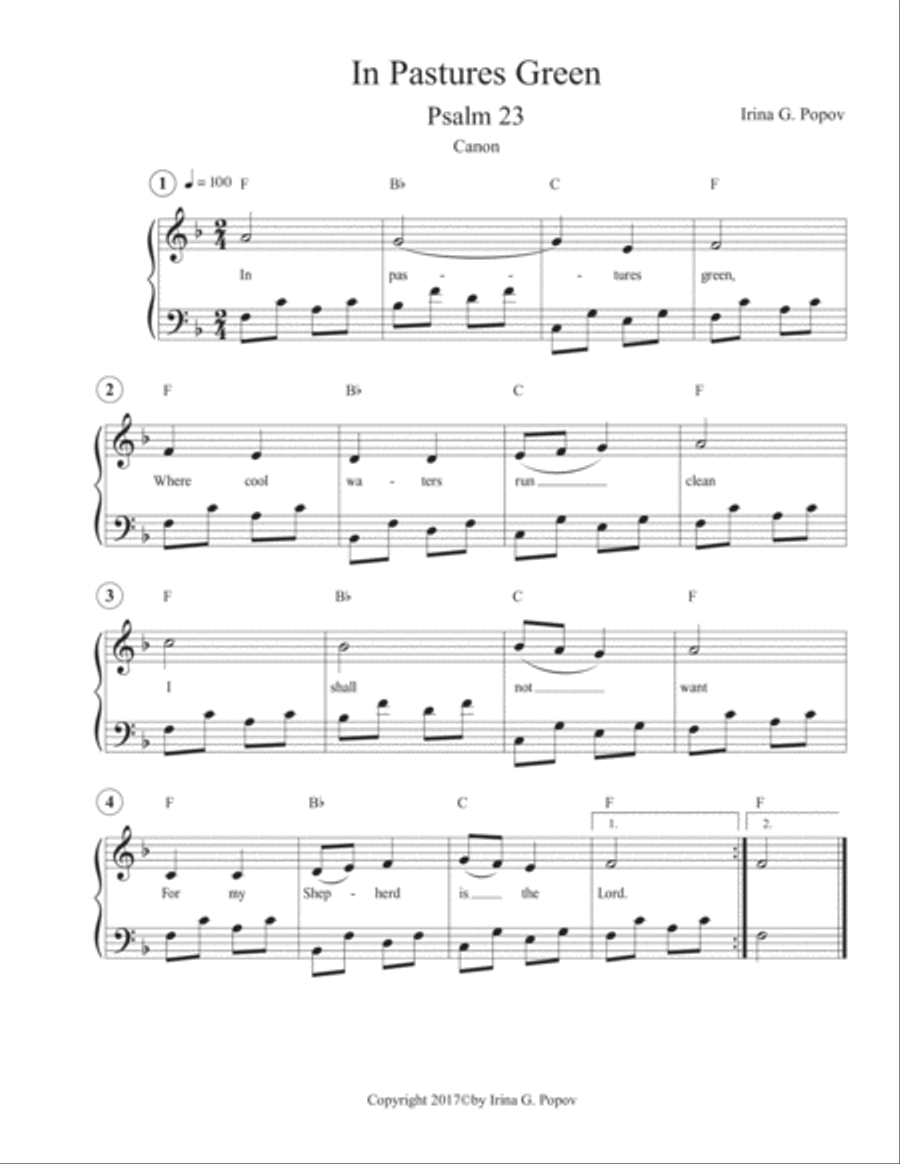 In Pastures Green. Psalm 23. A Cappella scores gallery preview page 2