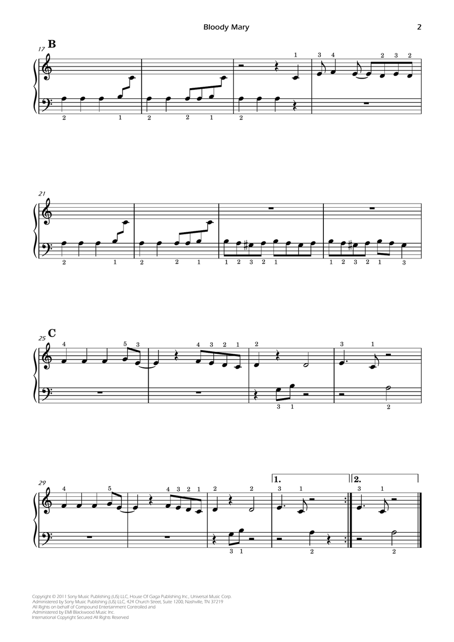Bloody Mary 1 Piano, 4-Hands scores gallery preview page 2